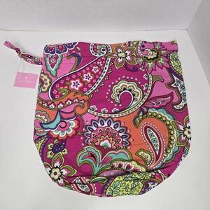 NWT Vera Bradley Ditty Bag Pink Swirls Paisley Drawstring Pouch Lined Travel NEW